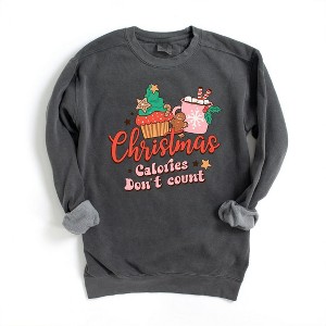 Simply Sage Market Women's Garment Dyed Graphic Sweatshirt Christmas Calories Don't Count - 1 of 2