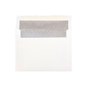 JAM Paper A7 Foil Lined Invitation Envelopes 5.25 x 7.25 White with Silver Foil 25/Pack (3243671) - 1 of 2
