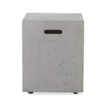 Aidan Outdoor Light Weight Concrete Square Tank Holder Side Table Light Gray - Christopher Knight Home