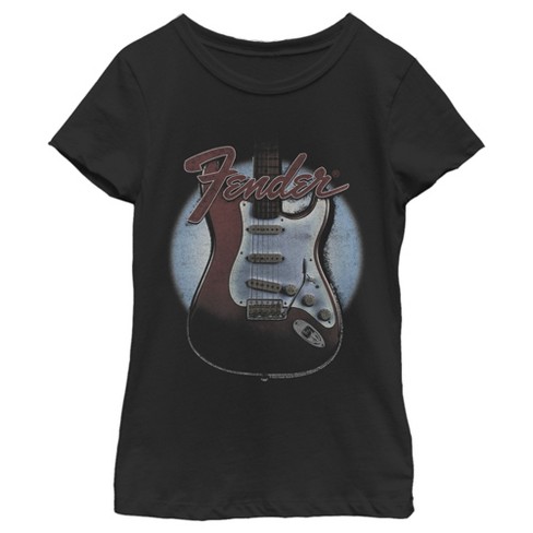 Girl's Fender Guitar Spotlight Logo T-shirt - Black - X Large : Target