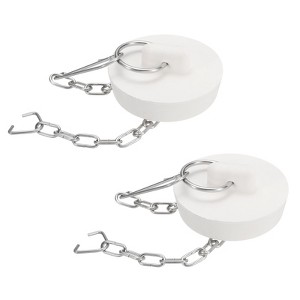 Unique Bargains Rubber Stainless Steel Beaded Chain with Pull Ring Drain Stoppers 2 Pcs - 1 of 4