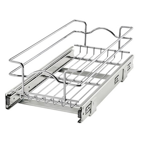 Rev A Shelf 5wb1 0918cr 1 9 Inch Width X 18 Inch Depth Single Wire Basket Pull Out Shelf Storage Organizer For Kitchen Base Cabinets Silver Target