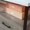 Vynxaria Minimalist L-Shaped Desk (Brown Oak/White Finish) 60x57x30in, Spacious Desktop, Smooth-Glide Drawer, File Storage - 3 of 4