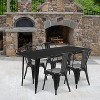 Emma and Oliver Commercial Grade Rectangular Metal Indoor-Outdoor Table Set with 4 Stack Chairs - 2 of 4