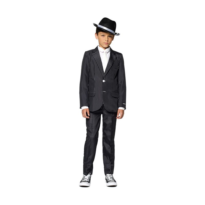 Suitmeister Boys Party Suit - Gangster Pinstripe Black, 1 of 4