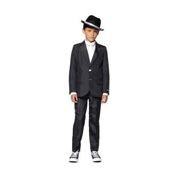 Suitmeister Boys Party Suit - Gangster Pinstripe Black