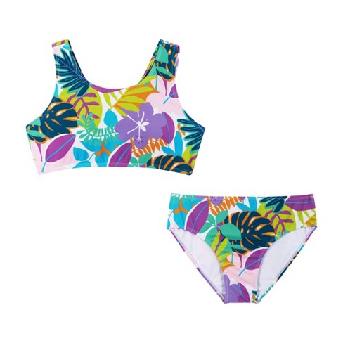 Kids Swimsuits  Girls Tropical Print One Shoulder One Piece Swimsuit – Mia  Belle Girls