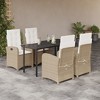 vidaXL Garden Dining Set Beige PE rattan Medium Removable Covers - 2 of 4