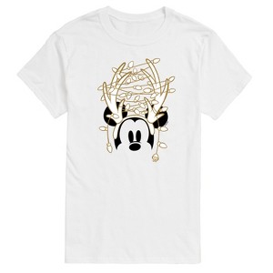 Men's - Disney - Mickey Antlers Gold Glitter Short Sleeve Graphic T-Shirt - 1 of 4