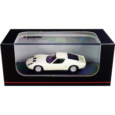 Lamborghini Miura P400 Pearl White with Silver Bottom 1/64 Diecast Model Car by Kyosho