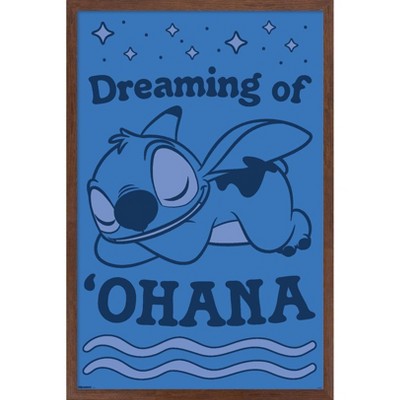 Trends International Disney Lilo and Stitch: Sleep Trends - Dreaming Of 'Ohana Framed Wall Poster Prints Mahogany Framed Version 22.375" x 34"