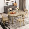 5-Piece Farmhouse Extendable Round Dining Table Set with Storage Drawers, 16" Removable Leaf and 4 Dining Chairs - ModernLuxe - 2 of 4