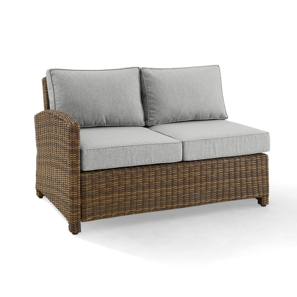 Photos - Sofa Crosley Bradenton Outdoor Wicker Sectional Left Side Loveseat - Gray/Weathered Brown  