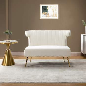 Cadmus 46" Modern  Velvet Armless Loveseat with channel-tufted wingback  for living room and drawing room| KARAT HOME