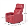 SKRAN Contemporary Recliner - Red PU Upholstered with Smooth Lines and Lever Mechanism for Living Room - 3 of 4