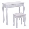 Tangkula Oval Mirror 4 Drawer Vanity Mirror Makeup Table w/ Cushioned Stool - 2 of 4