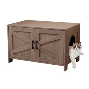 ONWITH Cat Litter Box Enclosure, Litter Box Furniture Hidden with Barn Door - 1 of 4