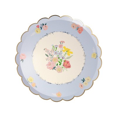 English Garden Floral Side Plates with Gold Foil Detail, Pack of 8