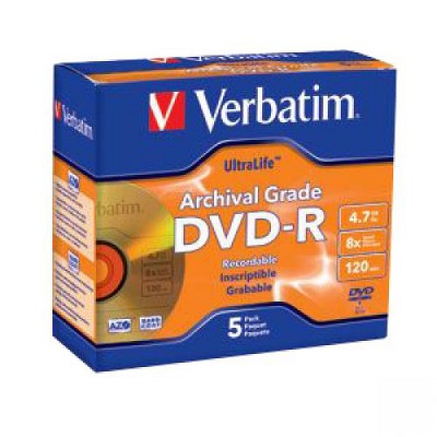 5pk Dvd-R 8x Ultralife Archival Grade Gold Shiny Jewel Case