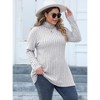 Coolmee Women Plus Size High Neck Long Sleeve Slim-Fit Striped Slit Midi Tops - 2 of 4