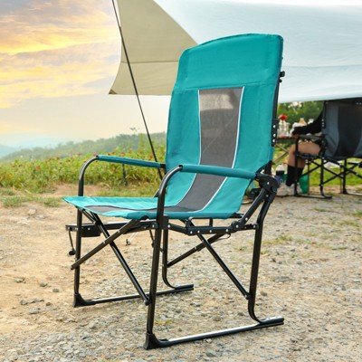 VisioGear Camping Chair, Oversized Portable Folding Chair with Side Table, Pocket for Beach, Fishing, Trip, Picnic