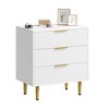 3 Drawer Dresser for Bedroom, 28"W Fluted Chest of Drawers with Gold Handles, Wooden Dresser Narrow Nightstand, Clothes Storage Organizer for Bedroom - 3 of 4