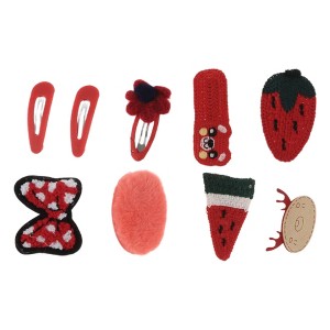 Unique Bargains Girl's Cute Strawberry Flowers Hair Clips Red 9pcs - 1 of 3