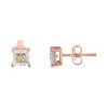 Haus of Brilliance 14K Rose Gold Plated Silver 1/2 Cttw Princess Diamond Solitaire Stud Earrings - 2 of 4