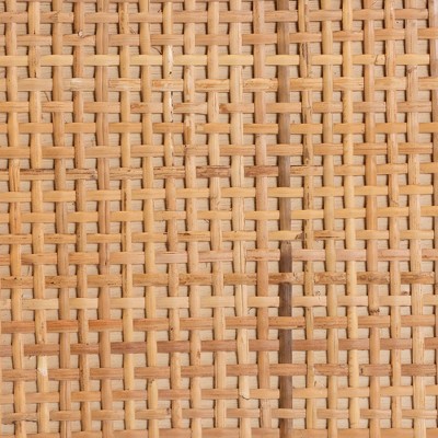 Natural Mahogany and Rattan Bohemian Night Table