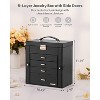 Synthetic Leather Huge Jewelry Box Mirrored Watch Organizer Necklace Ring Earring Storage Lockable - 2 of 4