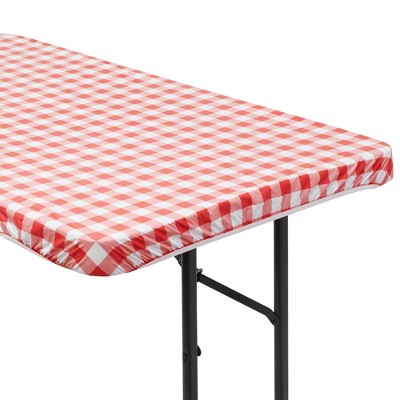 Lann's Linens Fitted Vinyl Tablecloth with Flannel Backing
