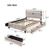 Queen Size Upholstered Platform Bed with LED Light, Twin XL Size Trundle and 2 Drawers, Beige/Dark Gray/Pink-ModernLuxe - 3 of 4
