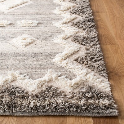 Ivory Bohemian Hand-Knotted Wool 6' x 9' Rectangular Rug