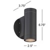 Possini Euro Design Modern Outdoor Wall Light Fixture Matte Black Cylinder 6 1/2" Tempered Glass Lens Up Down for Exterior House - 4 of 4