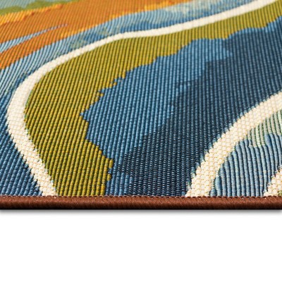 Serenity Tides Abstract Multicolor Indoor/Outdoor Rug