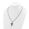 Chisel Stainless Steel with Cubic Zirconia and Black Carbon Fiber Inlay Cross Pendant on a 22" Box Chain Necklace - 4 of 4
