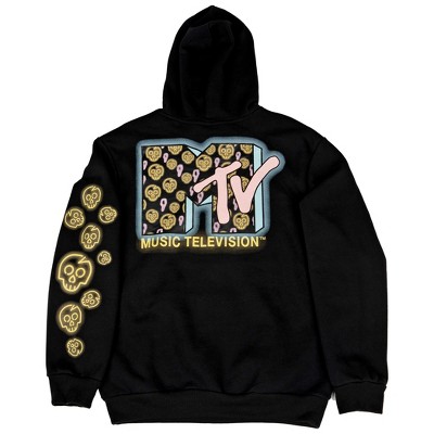 Mens MTV Classic Pocket Logo Hoodie With Sleeve and Back Print