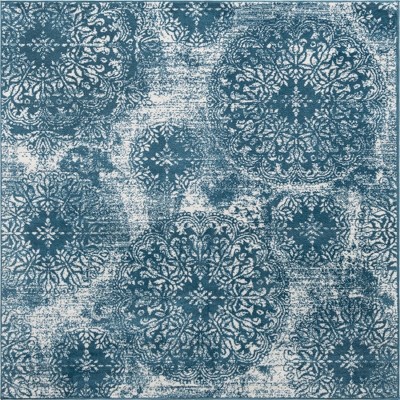 Sofia Grand Blue and White Square Synthetic Area Rug