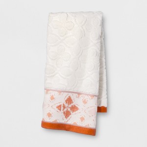 Diamond Border Hand Towel White/Orange - Opalhouse , White Purple Orange