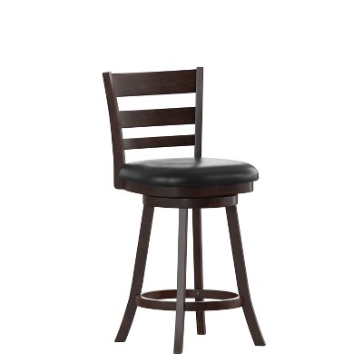 Taylor & Logan 38" Zayne Square Counter Height Barstool: Faux Leather, Swivel Seat, Wood Frame