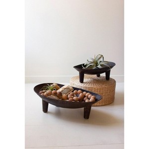 Decorative Oval Iron Bowls – Set of Two – 8"Tall – Rustic Accent by Kalalou - 1 of 4