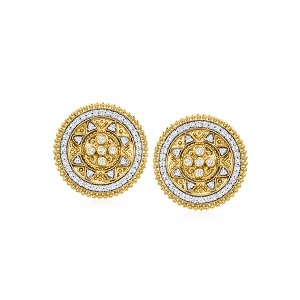 Ross-Simons 0.40 ct. t.w. Diamond Etruscan-Style Circle Earrings in 18kt Gold Over Sterling - 1 of 3