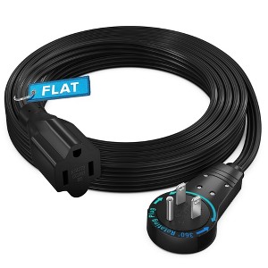Maximm 360° Rotating Flat Plug Extension Cord Flat Cord with Slim Space-Saving Plug Design, 16 AWG - 1 of 4
