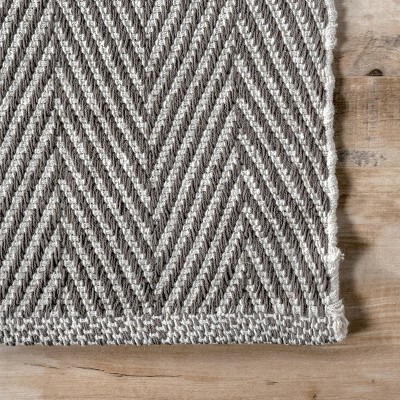 Gray Herringbone Handwoven Cotton 4' x 6' Rug