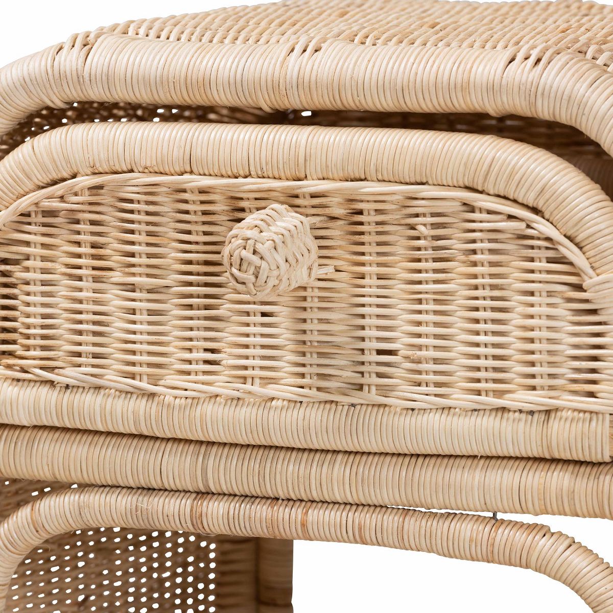 bali & pari Magni Modern Bohemian Natural Brown Rattan 1-Drawer Nightstand - thumbnail 6