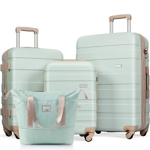 LOVMOR Luggage Sets 4 Piece, Expandable ABS Durable Suitcase with Travel Bag, Carry On Luggage Suitcase Set with 360° Spinner Wheels - 1 of 4