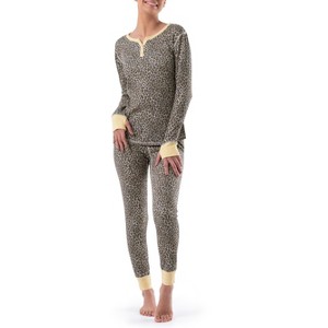 Fruit of the Loom Women's and Plus Thermal Long Underwear Henley Top and Pant Set - 1 of 4