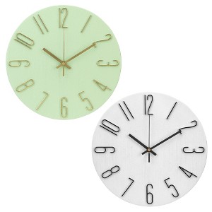 REGALWOVEN 2 Pcs Plastic Classic Battery Powered Silent Non-Ticking Wall Clock 12 x 12 Inches - 1 of 4