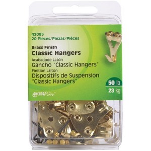 Hillman AnchorWire Brass-Plated Classic Picture Hanger 50 lb 20 pk (Case of 5) - 1 of 1