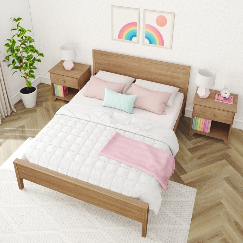 Max & Lily Kids Queen Bed, Solid Wood Bed Frame with Panel Headboard, Wood Slat Support, No Box Spring Needed, 5 of 6